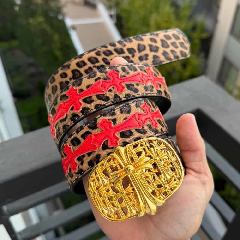 Chrome Hearts Leopard Belt with Gold Buckled